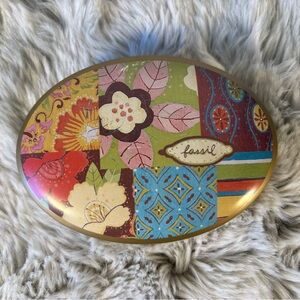 Vintage Fossil Colorful Oval Decorative Box